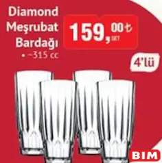 PAŞABAHÇE DİAMOND MEŞRUBAT BARDAĞI 315 CC 4'LÜ